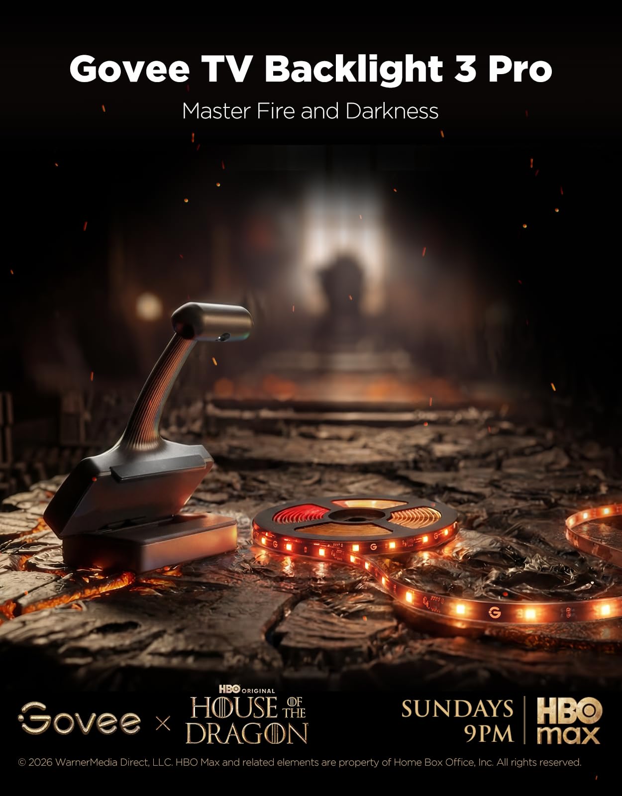 Govee TV Backlight 3 Pro with HDR Triple Camera, 11.8ft 5-in-1 RGBWWIC LED Strip Lights that Change with 55-65 Inch TVs, 75LEDs/m, Supports AI Filter
