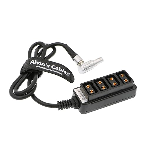 Alvin's Cables 2 Pin Right Angle to 4 D Tap Splitter Cable for RED DSMC2 Jetpack RTmotion Sidekick