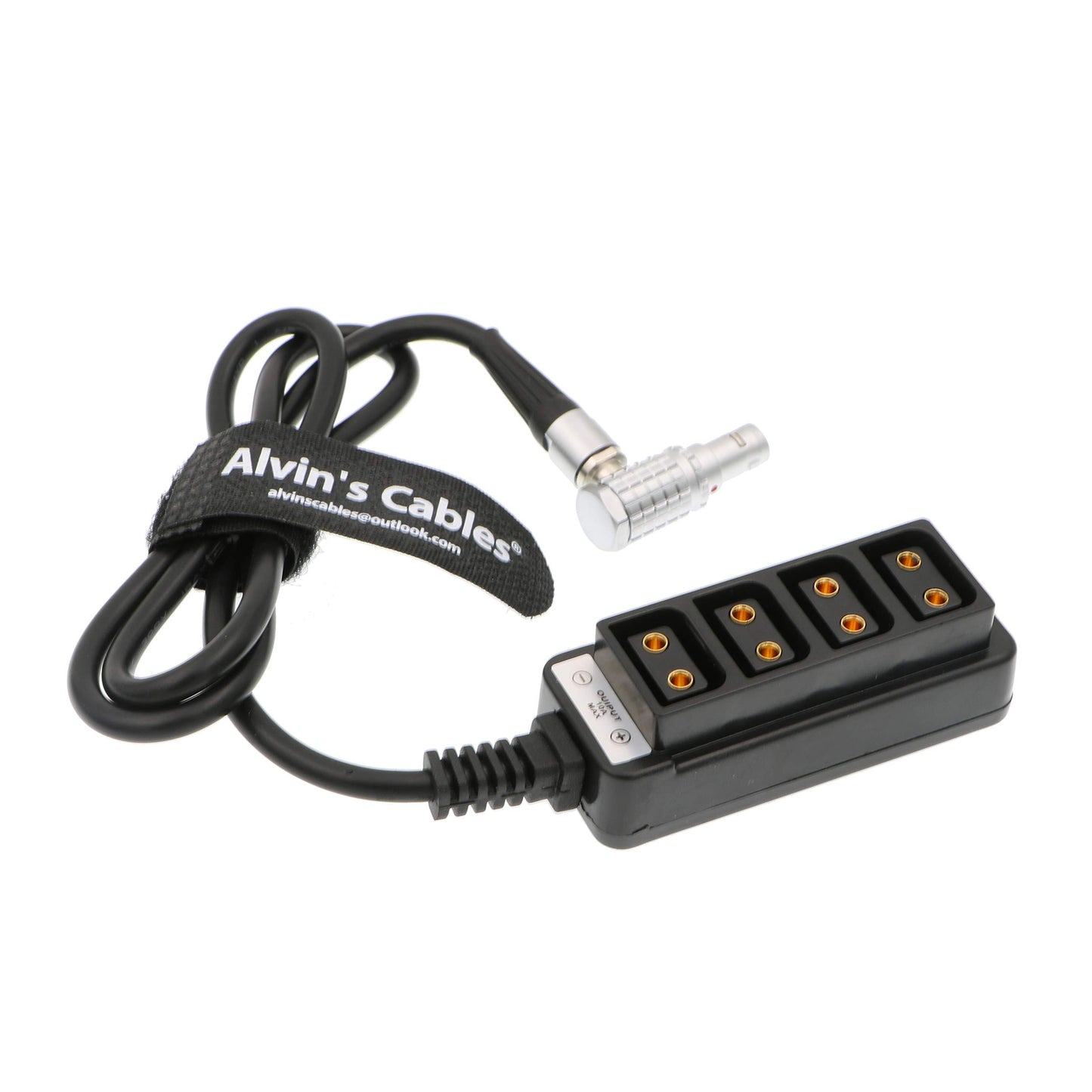 Alvin's Cables 2 Pin Right Angle to 4 D Tap Splitter Cable for RED DSMC2 Jetpack RTmotion Sidekick