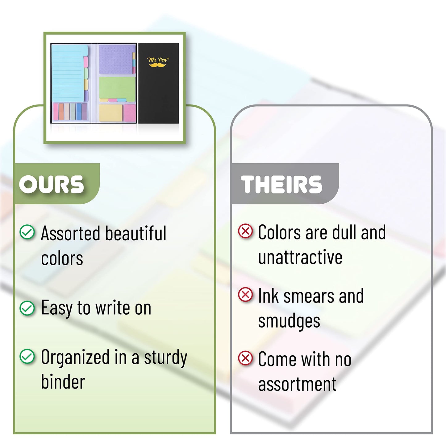 Mr. Pen- Sticky Notes Set, 410 Pack, Ruled