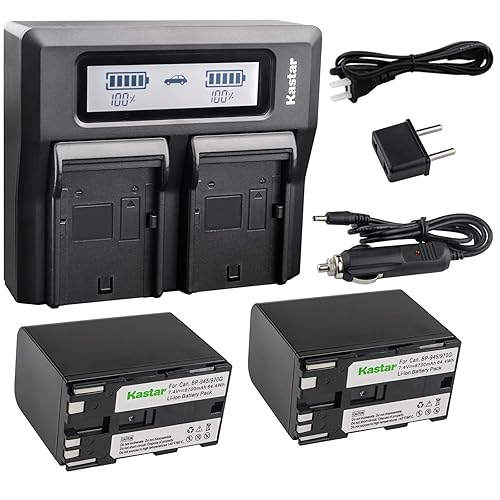 Kastar Fast LCD Charger + 2x Battery for Canon BP-970 BP-945 V420 V500 V520 XF100 XF105 XF200 XF205 XF300 XF305 XH-A1 XH-A1 HDV XH-A1S HD XH-A1sE HDV