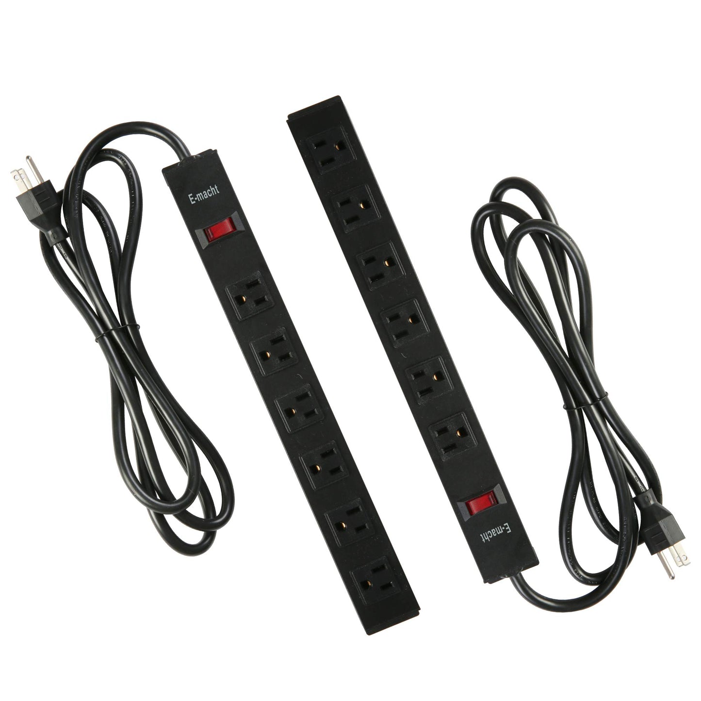 LONABR 6 Outlet Heavy Duty Power Strip 2 Pack Metal Power Outlet,Wall Mountable Outlet Strip with 6 ft Long Extension Cord,Black