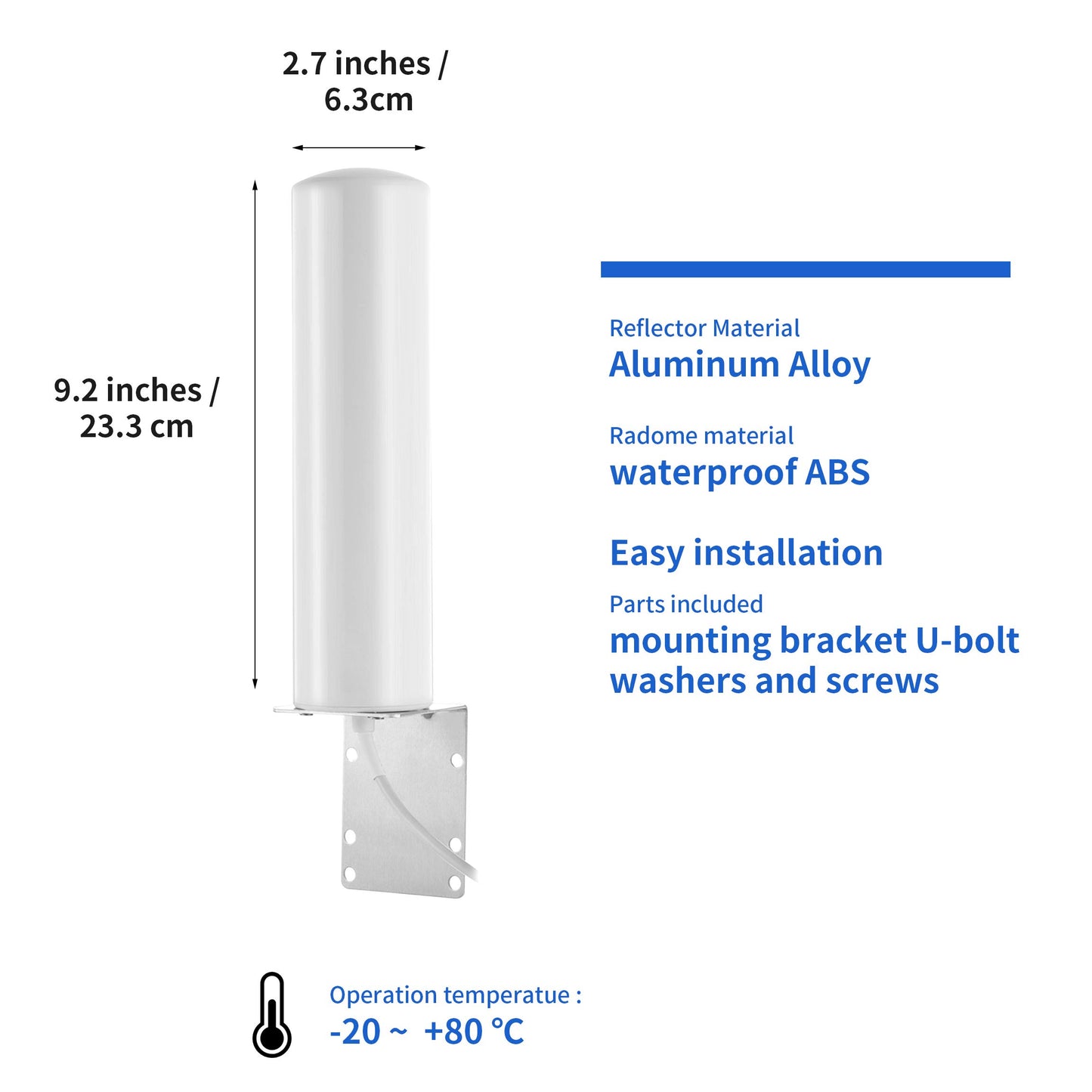 High Gain 10-12dBi Dual SMA Male 698-2700 MHz 3G/4G LTE Omni-Directional Outdoor Pole/Wall Mount Antenna for Mobile Cell Phone Cellular 4G LTE Router
