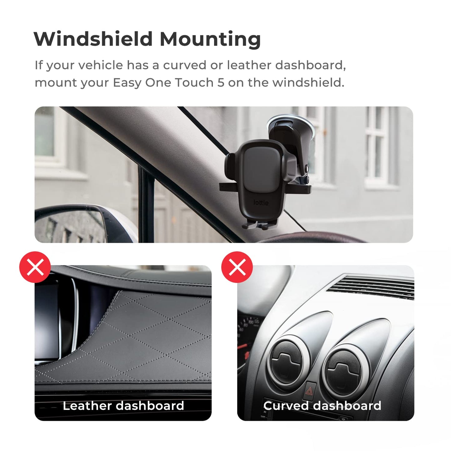 iOttie Easy One Touch Signature Dashboard & Windshield Universal Car Mount Phone Holder Desk Stand with Suction Cup Base and Telescopic Arm