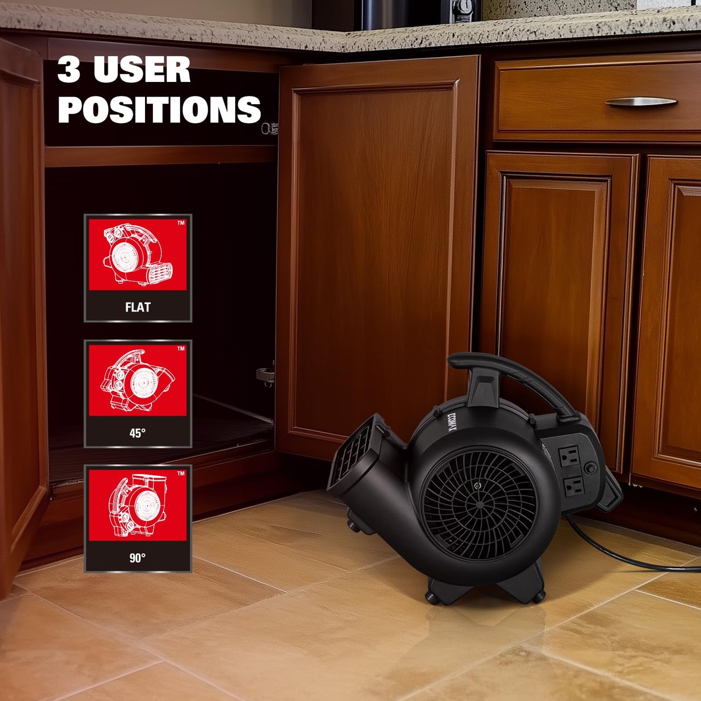 ECOMAX Air Mover Blower Fan 950 CFM with Timer, Floor Fan EMAM1090A