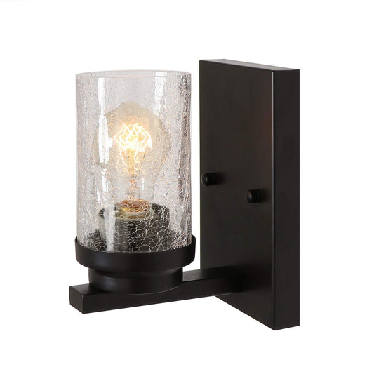 Eumyviv 17701 1-Light Vintage Industrial Metal Wall Lamp with Crack Glass Shade Retro Foyer Light Fixture Rustic Wall Sconce Antique Edison Decorative