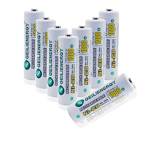 GEILIENERGY Solar Light AA Ni-CD 1000mAh Rechargable Batteries,AA Rechargeable Batteries for Solar Lights Solar Lamp(Pack of 8)