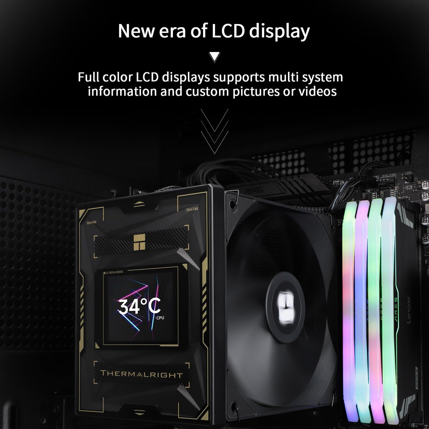 Thermalright Burst Assassin 120 Vision Black CPU Air Cooler, Desktop CPU Cooler with 1500RPM Speed,320x240 Resolving Power IPS LCD Screen
