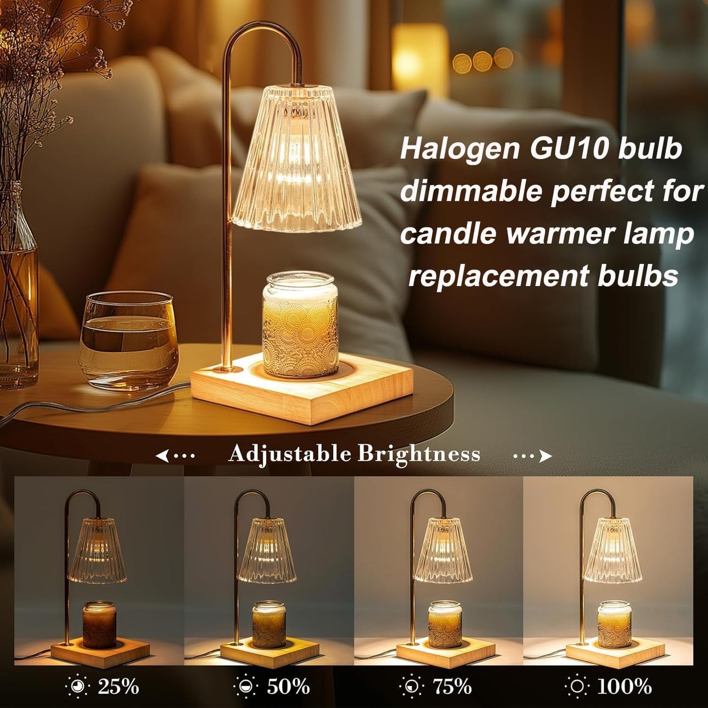 RYVOSTH GU10 Halogen Bulb, 120V 50W Halogen Light Bulbs with Glass Cover for Candle Warmer, MR16 GU10+C 2700K Warm White Dimmable Recessed Track