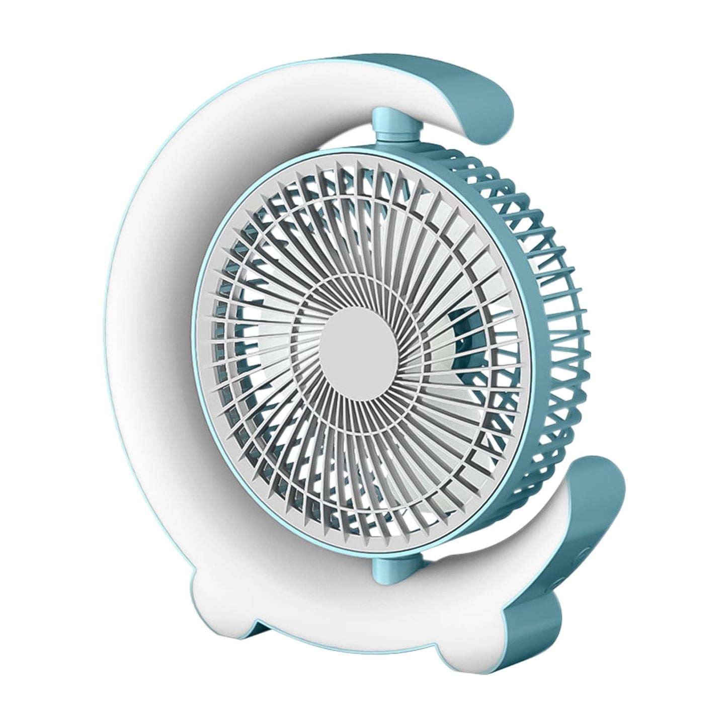 Erice Desk fans small quiet, 3 Speeds Adjustable Table Fan with Ambient Light, Personal Fan Can Rotate 360 ° Provide Five Levels of Lighting and Color