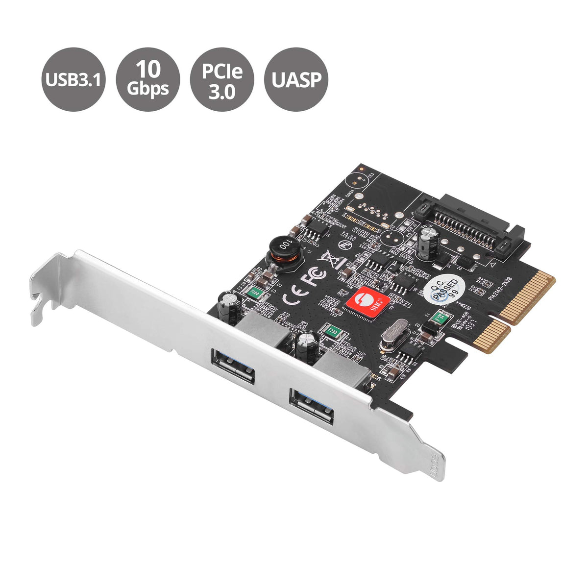 SIIG 2-Port USB 3.1 Gen 2 PCIe Card, 10Gbps, UASP, JU-P20912-S2