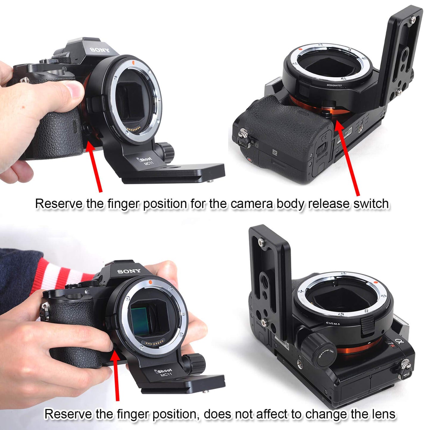 Camera Metal Lens Collar Stand Tripod Mount Ring for Sigma MC-11 Mount Converter Lens Adapter of Canon EF-E Mount, Built-in Arca-Swiss Type 70mm Quick