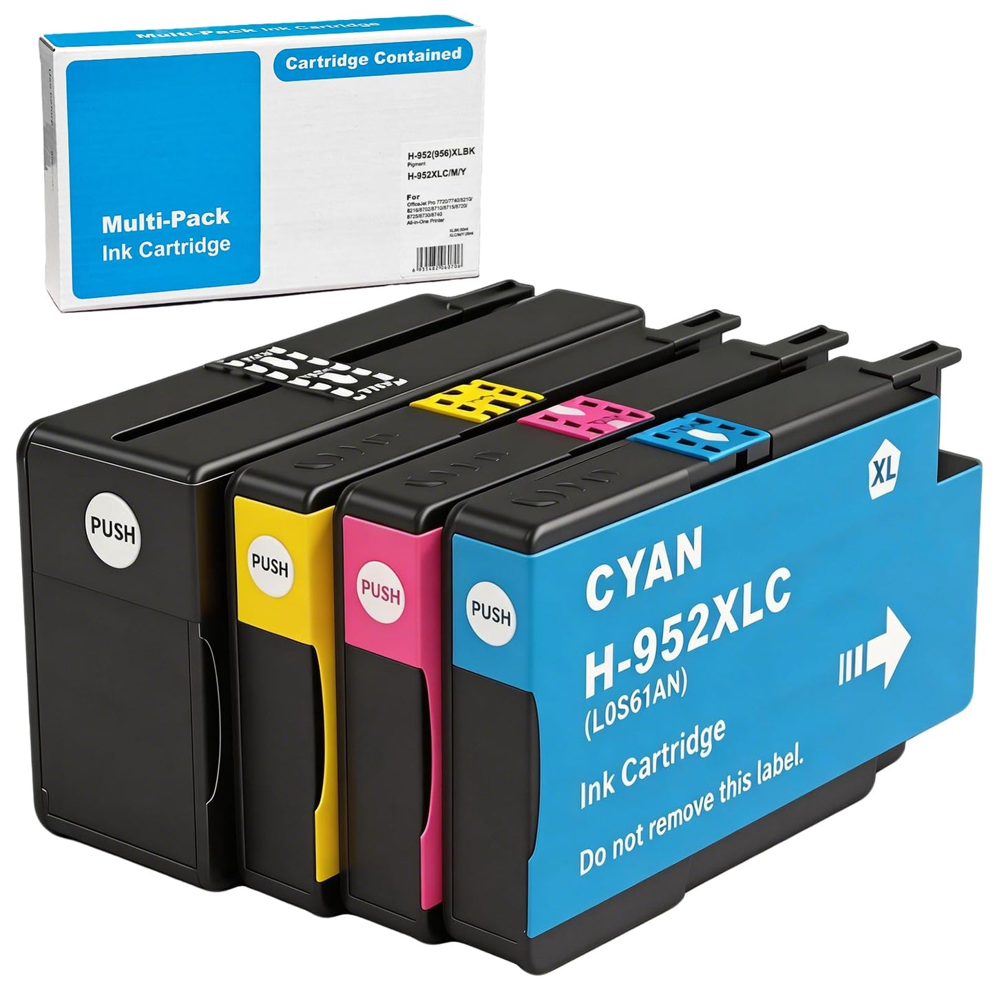 Nuvrelis Compatible 952XL Ink Cartridges 4-Pack for HP OfficeJet Pro 8710 7740 8720 8210 OfficeJet 8702 Printers (952XL)
