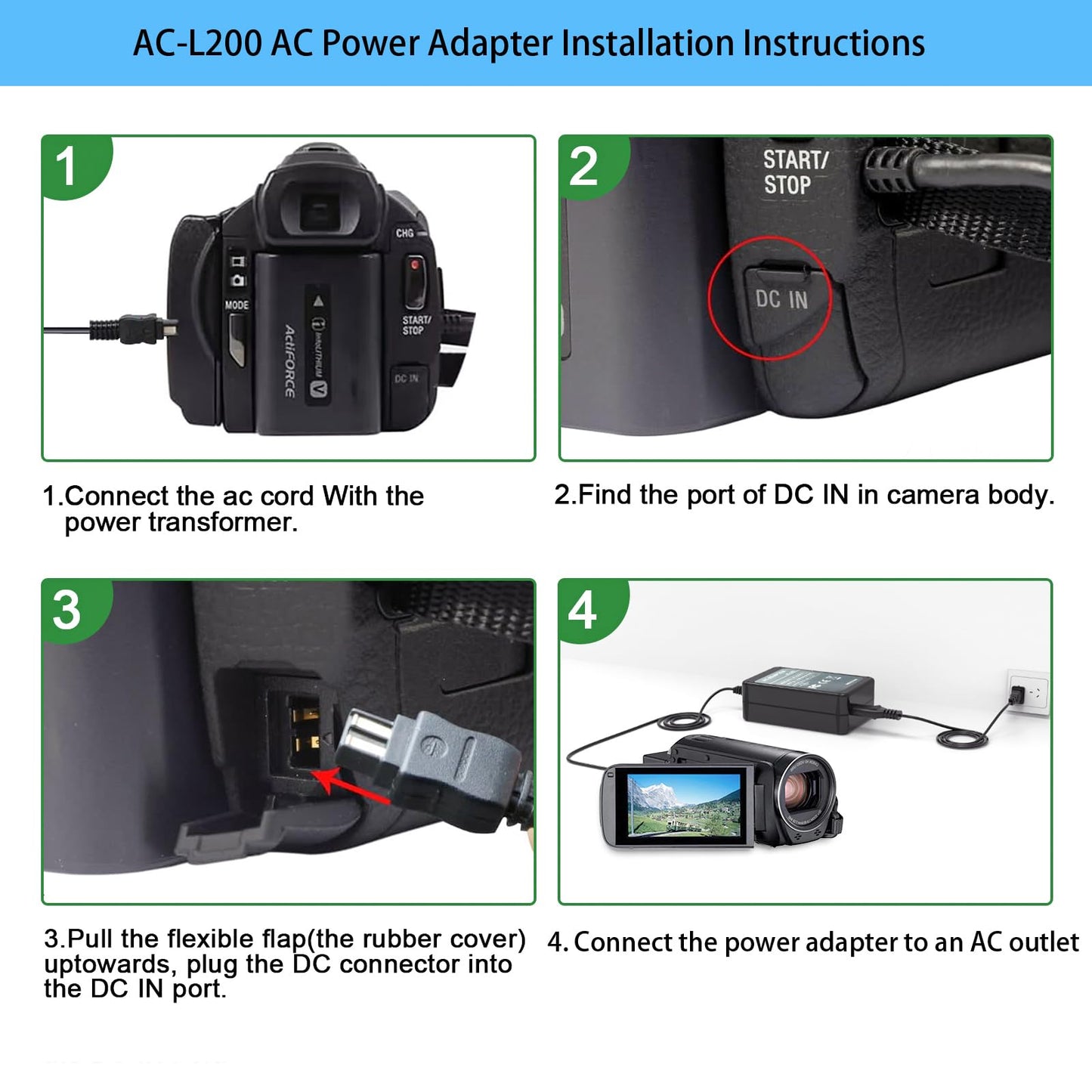 TKDY AC-L200 Charger for Sony Handycam Camcorder, Compatible with DCR-DVD DCR-HC DCR-SR DCR-SX, HDR-CX HDR-HC HDR-PJ HDR-SR HDR-XR HDR-UX HDR-TD