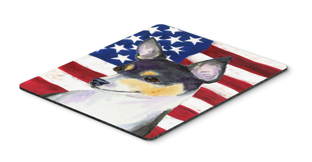Caroline's Treasures SS4002MP USA American Flag with Fox Terrier Mouse Pad, Hot Pad or Trivet for Home Office Gaming Working Computers Laptop Mouse