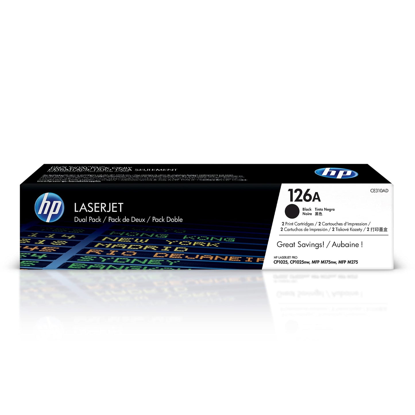 HP Original 126A Black Toner Cartridges (2-Pack) | Works LaserJet Pro 100 Color MFP M175 Series, LaserJet Pro CP1025 Series, TopShot LaserJet Pro M275