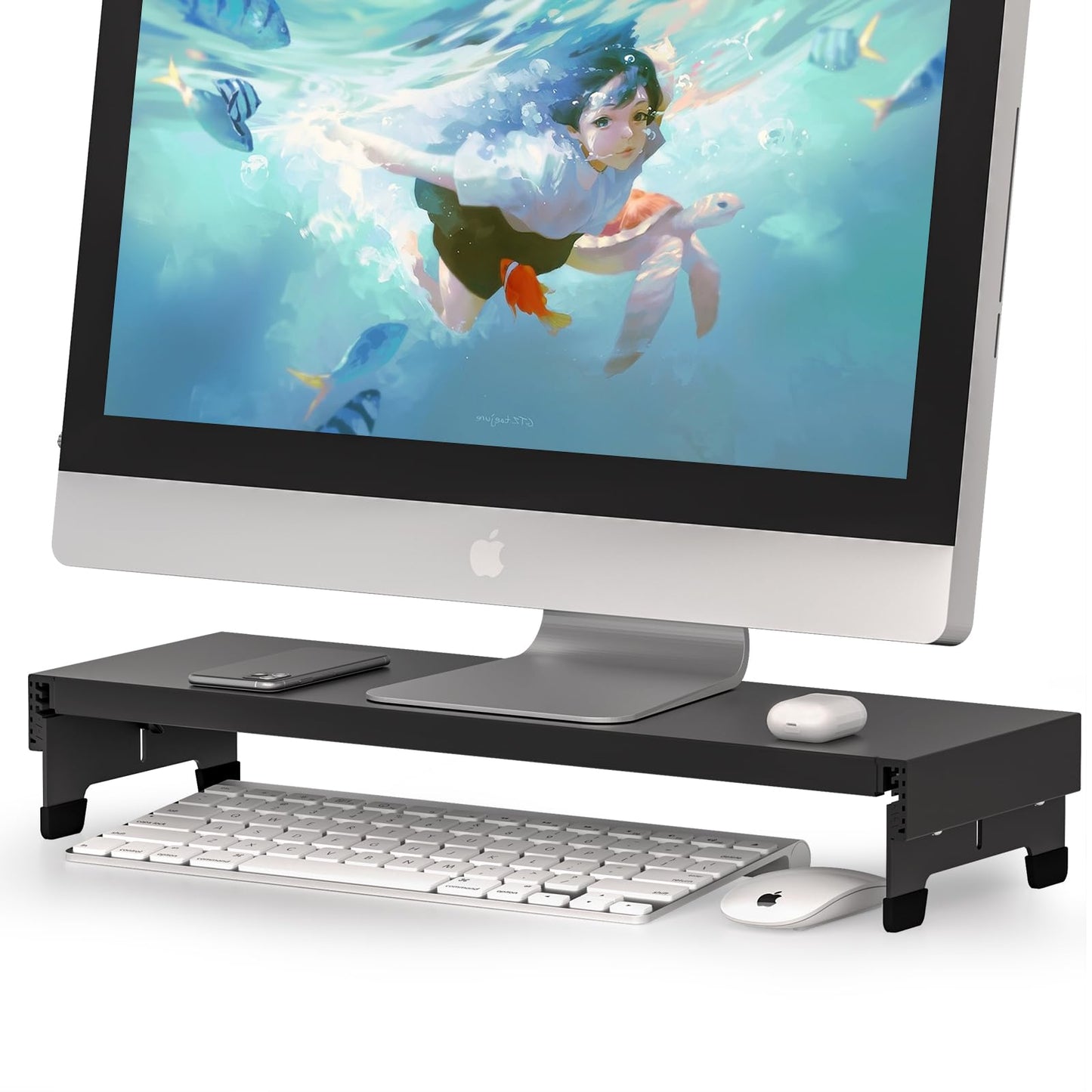 Liboer Adjustable Monitor Riser Laptop Stand Riser Metal Desktop Monitor Stand Storage for Office Supplies, Compatible Computer, Desktop, Laptop, Save