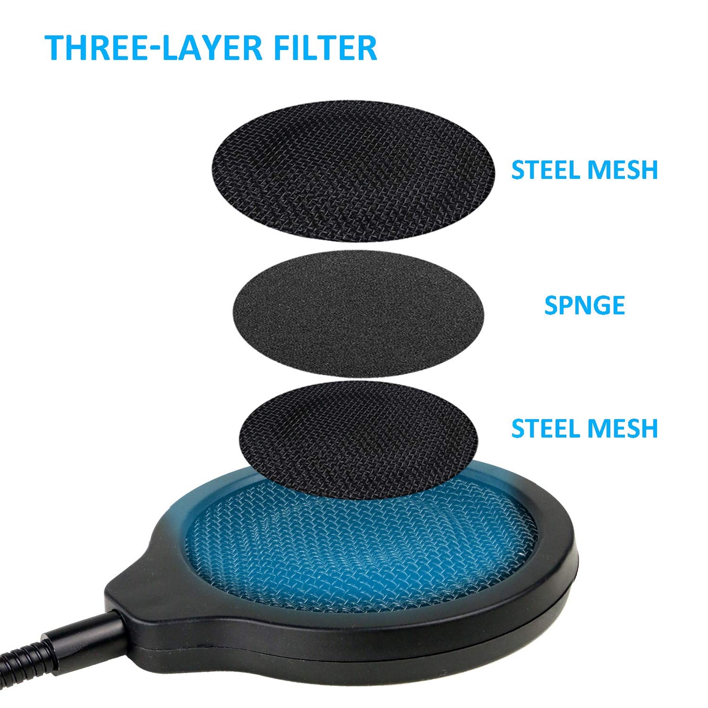 QuadCast Mic Pop Filter Mask Shield For HyperX QuadCast Microphone, 4 Inch 3 Layers Windscreen with Flexible 360°Gooseneck Clip by SUNMON