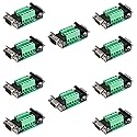 Jienk 10Pcs DB9 Male to Female Terminal Breakout Board, RS232 D-SUB Serial to 9pin Port Gender Changer Connector for Test and Check Pinouts