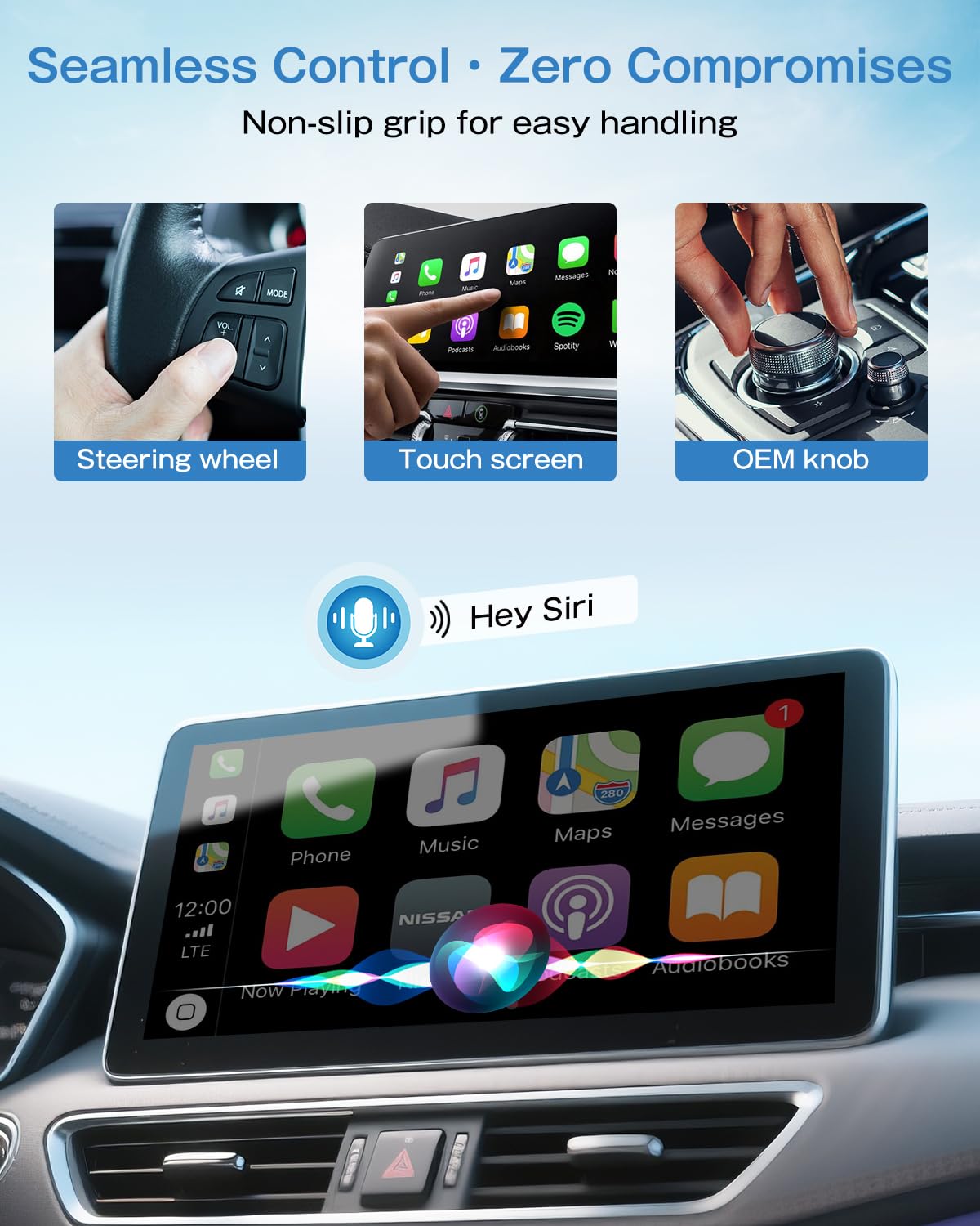 Wireless CarPlay Adapter for iPhone, 3X Faster Auto-Connect, No Lag, Plug & Play with Bluetooth 4 & WiFi 6, Mini Dongle, Includes USB & USB-C