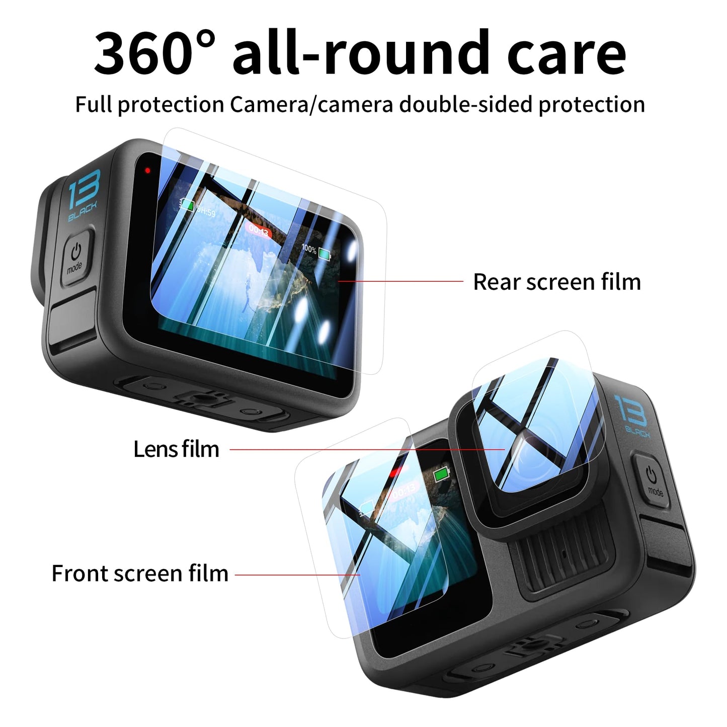 AAIOOEA Accessories Kit for GoPro Hero 13 Black Protective Silicone Case Screen Protector Lens Cap Lanyard and Storage Case Go Pro Hero 13