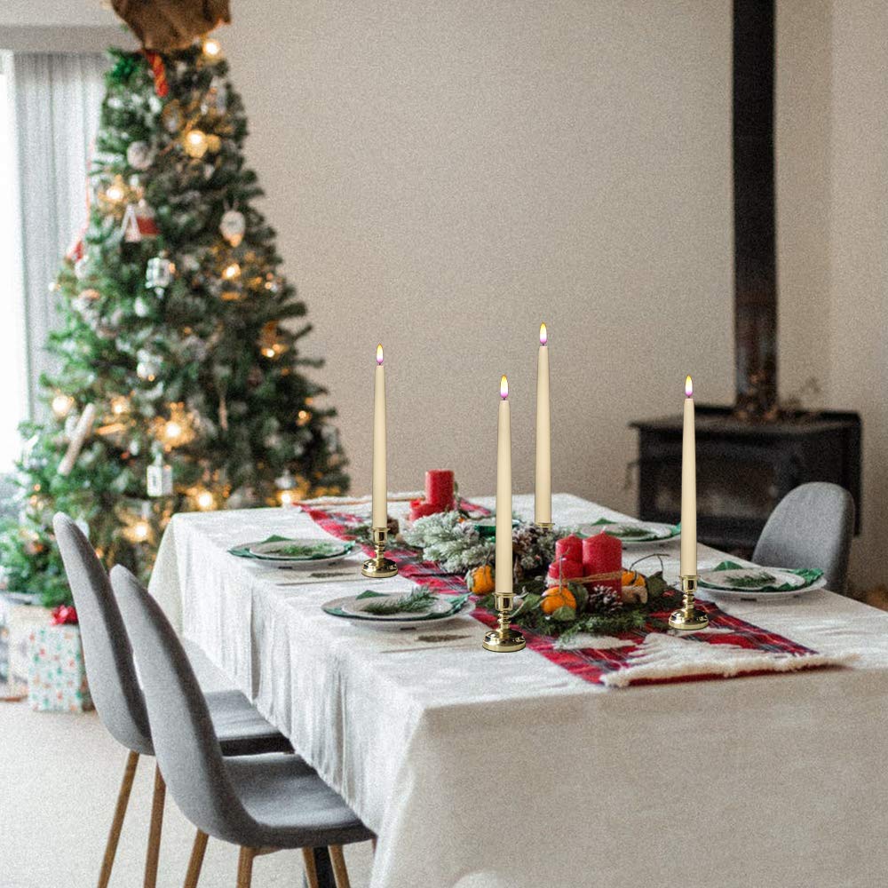 DRomance LED Flameless Flickering Window Candles with 10-Key Remote and Timer, Battery Operated Ivory 11" Realistic 3D Wick Purple Flame Christmas