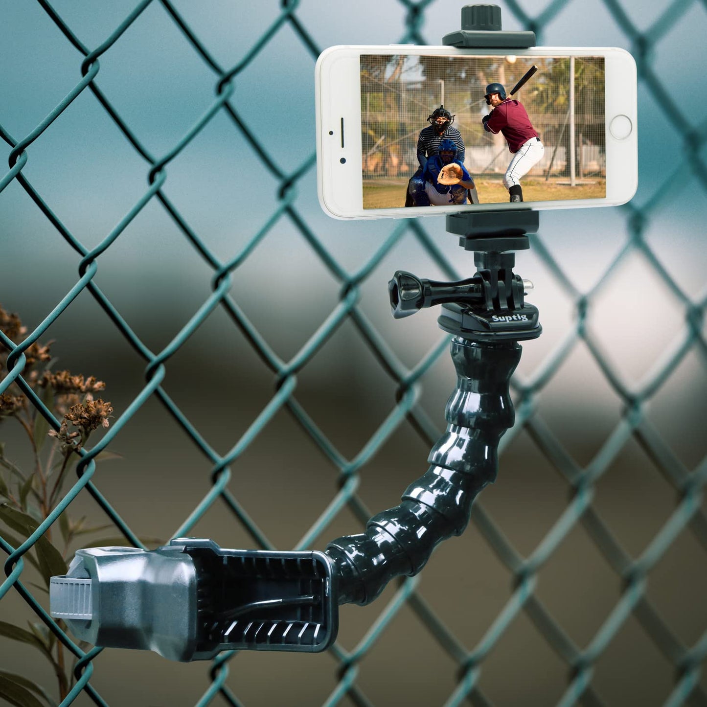 Suptig Phone Holder Desk Gooseneck Mount, Cell Phone Clamp Clip for Pole, Mount Stand, Compatible for iPhone 17 iPhone 16 Plus 15 Pro 14 Plus Xs Max