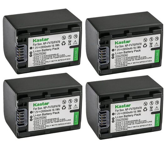 Kastar 4-Pack NP-FV70 Battery Replacement for Sony HDR-PJ200, HDR-PJ220, HDR-PJ230, HDR-PJ260, HDR-PJ26, HDR-PJ30, HDR-PJ320, HDR-PJ330, HDR-PJ340