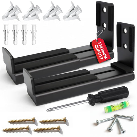 LUXTORO Premium Universal Soundbar Wall Mount Bracket Adjustable Depth 3.5 to 6.1 Inch Heavy Duty Holds Up to 33lbs Full Installation Kit Included