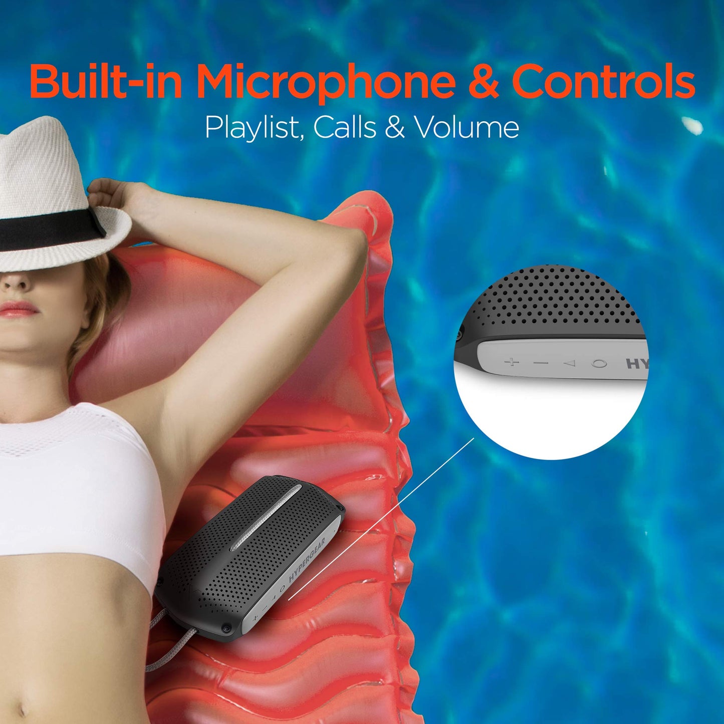 HyperGear Portable Bluetooth Speaker - IPX4 Waterproof Wireless Speakers with Bluetooth, HD Stereo Sound, 3 Playback Modes, Built-in Mic & Controls