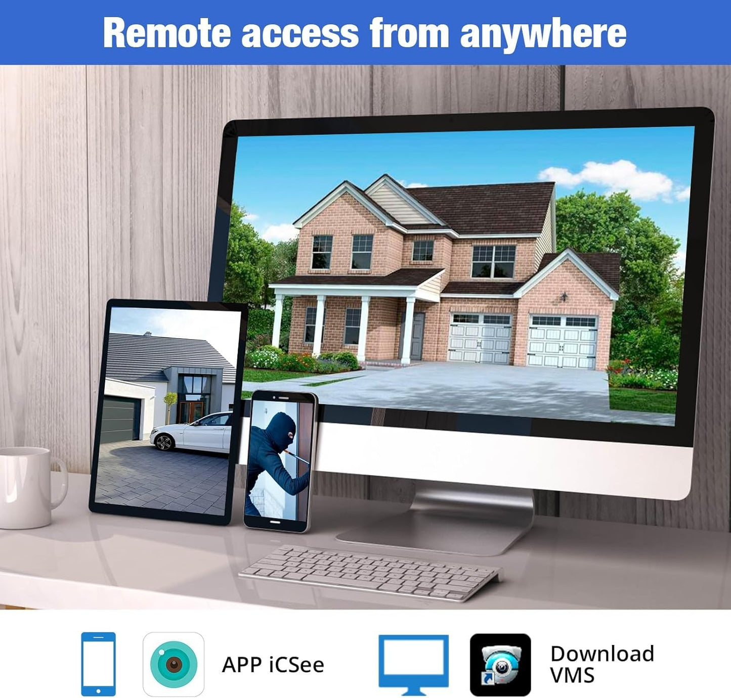 4 Channel DVR for Security Camera with 1TB Hard Drive, 4CH DVR Supports 5MP/4MP/1080P AHD/TVI/CVI/CVBS/IP Cameras, 24/7 Surveillance Recording,Human