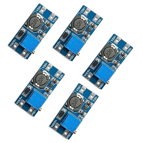 Kiro&Seeu 5pcs MT3608 DC-DC Boost Power Converter 2A Adjustable Step Up Voltage Regulator Board Input Voltage 2-24V to 5V-28V Output Voltage Power…