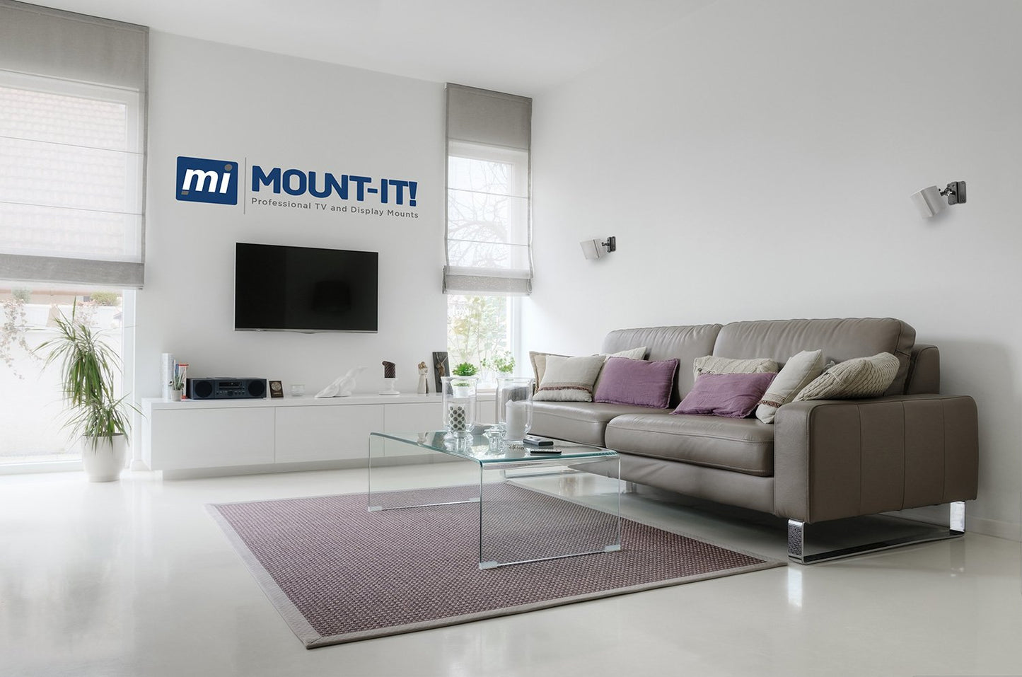 Mount-It! Speaker Mount for Wall and Ceiling, Low Profile Heavy Duty, Anti-Theft, Universal for Channel Surround Sound and Satellite Speakers, Black