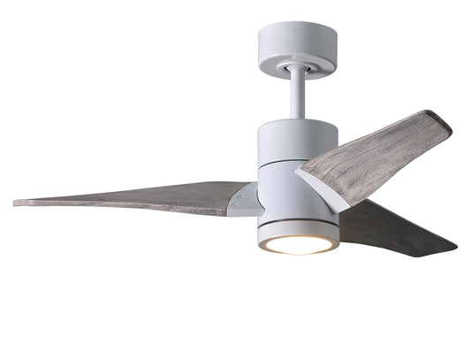 Matthews SJ-WH-BW-42 Super Janet Damp Rated 42" Ceiling Fan with LED Light and Remote & Wall Control, Silent DC Motor, 3 Solid Wood Blades, Gloss