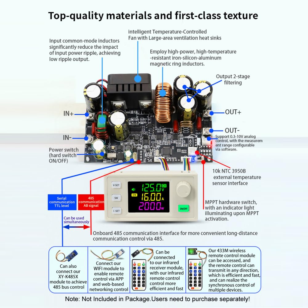 DC Buck Converter, 12V-140V to 0.5V-125V DC-DC Step Down Module CVCC Adjustable Buck Voltage Converter with LCD Controller