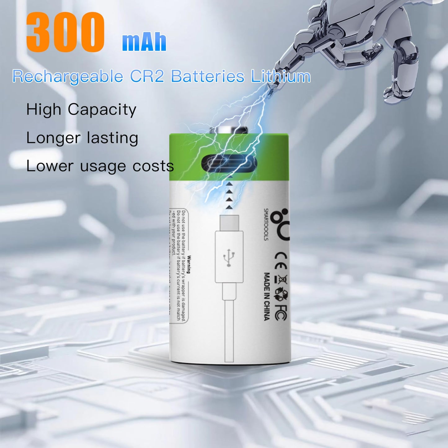 Lankoo 12pcs CR2 Battery CR15H270 CR15266 CR15270 CR2W Battery, USB/Type-C CR2 Rechargeable Batteries, High Capacity 3.7V 1100mWh 300mAh Cycle Times…