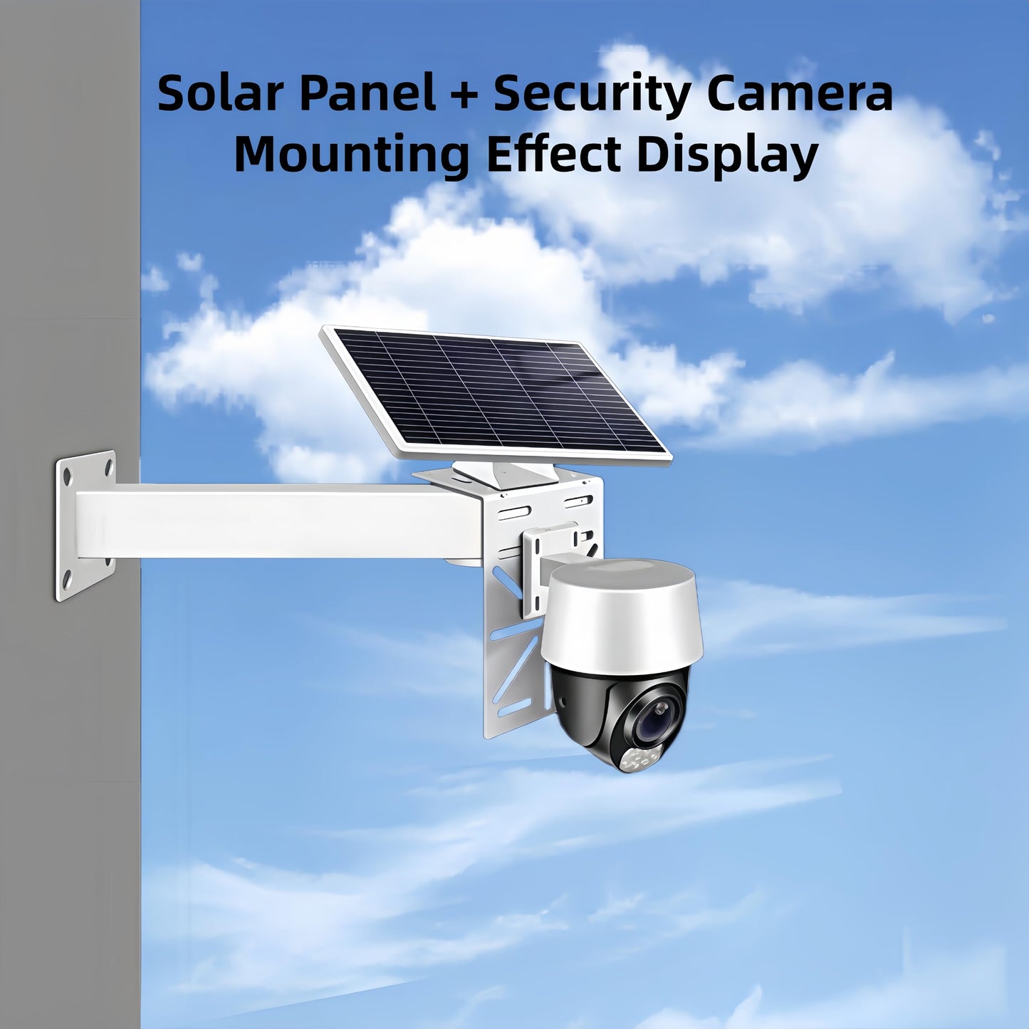 FINXRoll 30cm/11.8” Security Camera Mount Bracket with L-Shaped Adapter Plate, Indoor Outdoor Heavy Duty CCTV Bracket for Dual Cameras/Solar Panel/LED