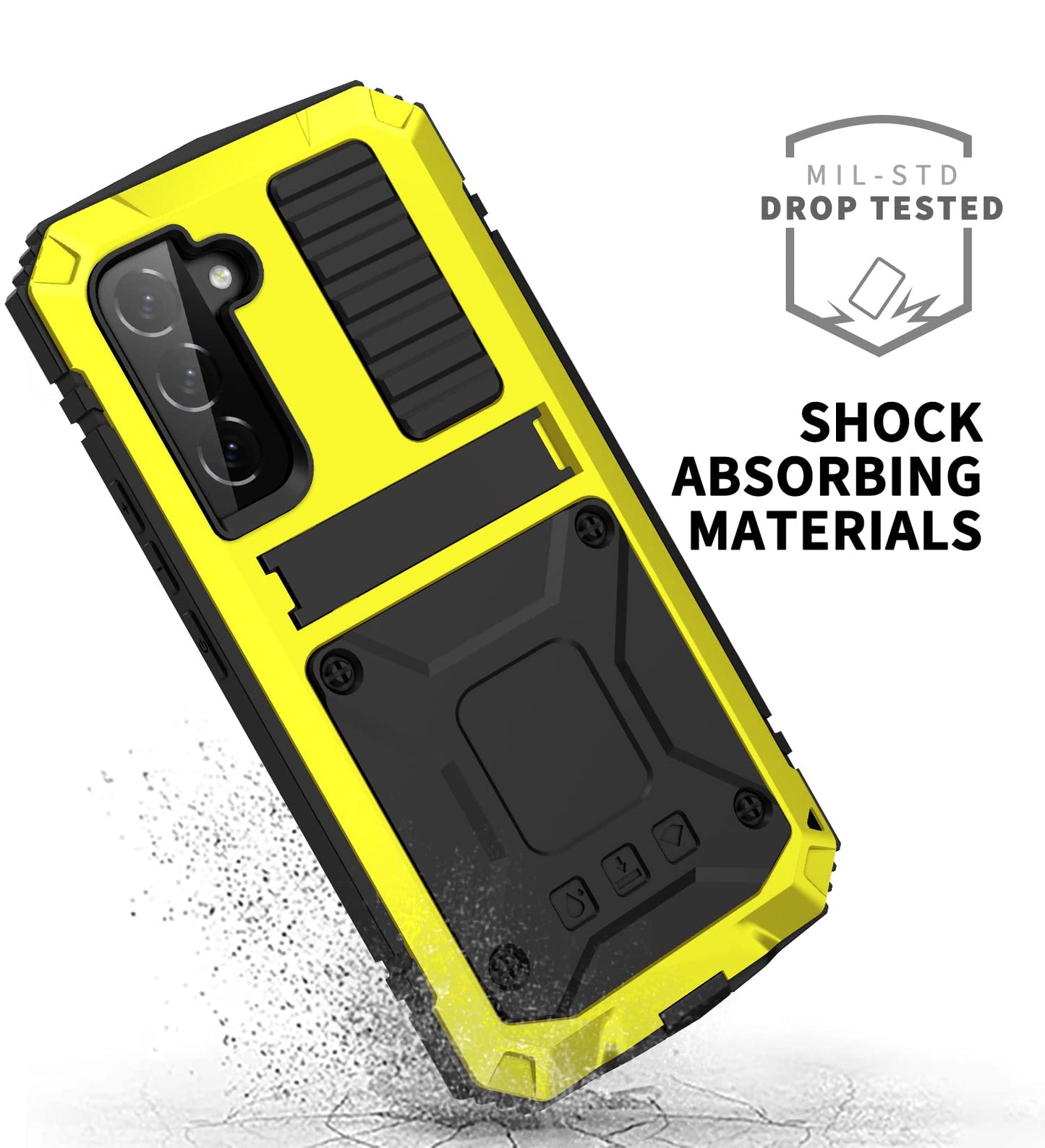 Simicoo Compatible with Samsung S22 Metal Case with Screen Protector Camera Protector Military Rugged Heavy Duty Shockproof Case with Stand Full Cover