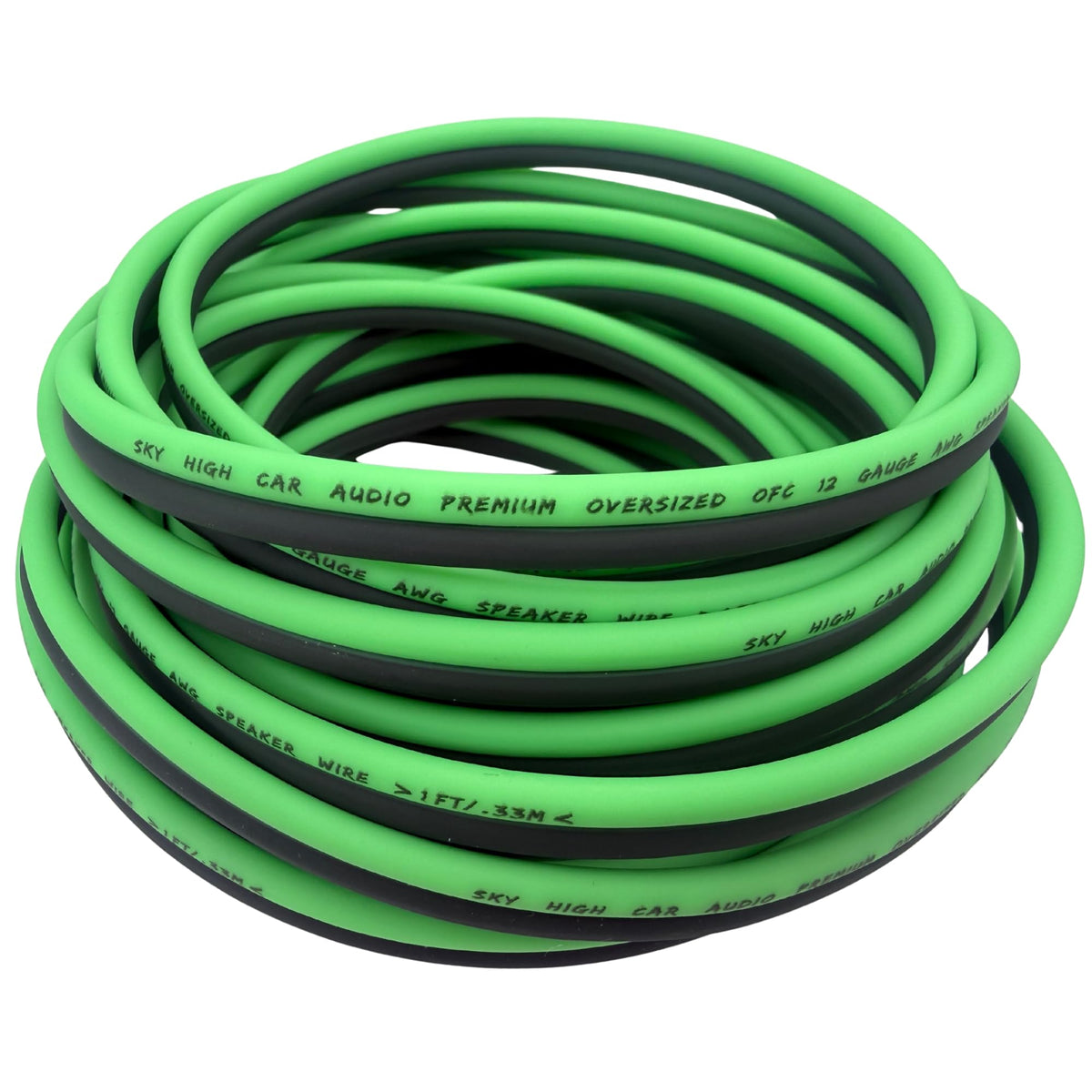 100' feet True 12 Gauge AWG OFC Speaker Wire Green/Black Car Home Audio