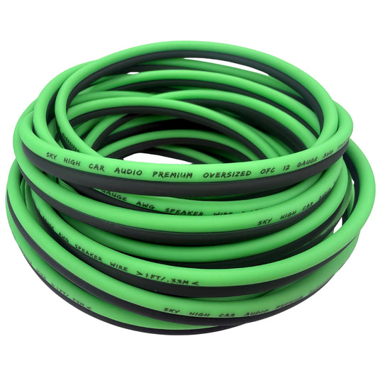100' feet True 12 Gauge AWG OFC Speaker Wire Green/Black Car Home Audio