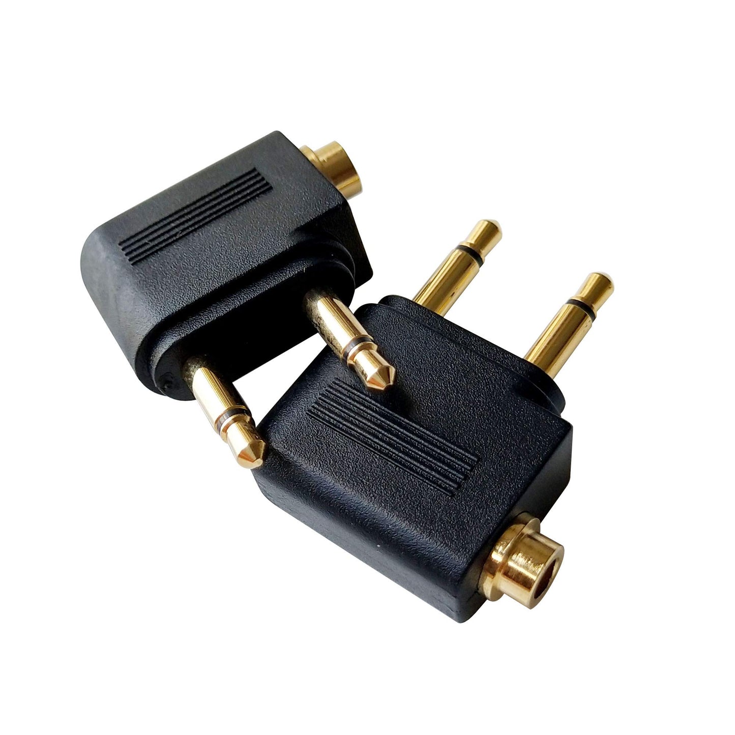 Posdou Dual 3.5mm Male to 3.5mm Female Airplane Headphone Adapter Gold Plated (2 Pack)