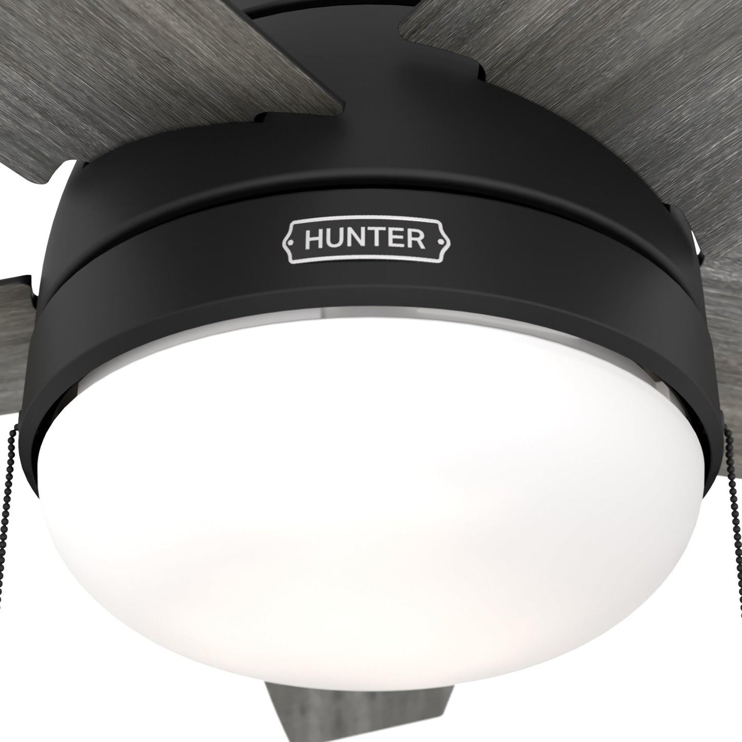 Hunter Fan 44 Inch Low Profile Matte Black Finish Indoor Ceiling Fan With LED Light Kit and Pull Chain (Renewed)