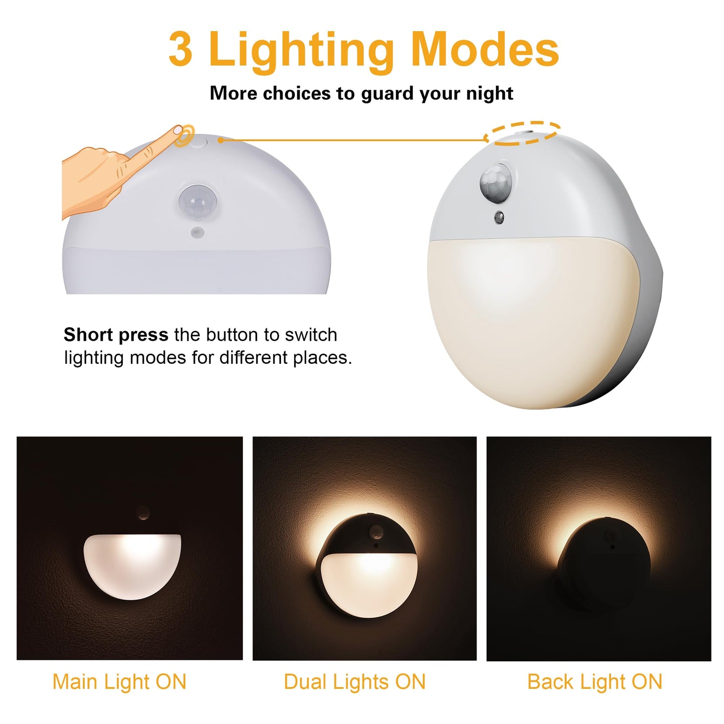 YUNLEX 2 Pack Motion Sensor Light Indoor, 2.6" Small Stick on Lights for Stairs, Bathroom, Dimmable Battery Night Light, 3 Light Modes, Soft LED Light