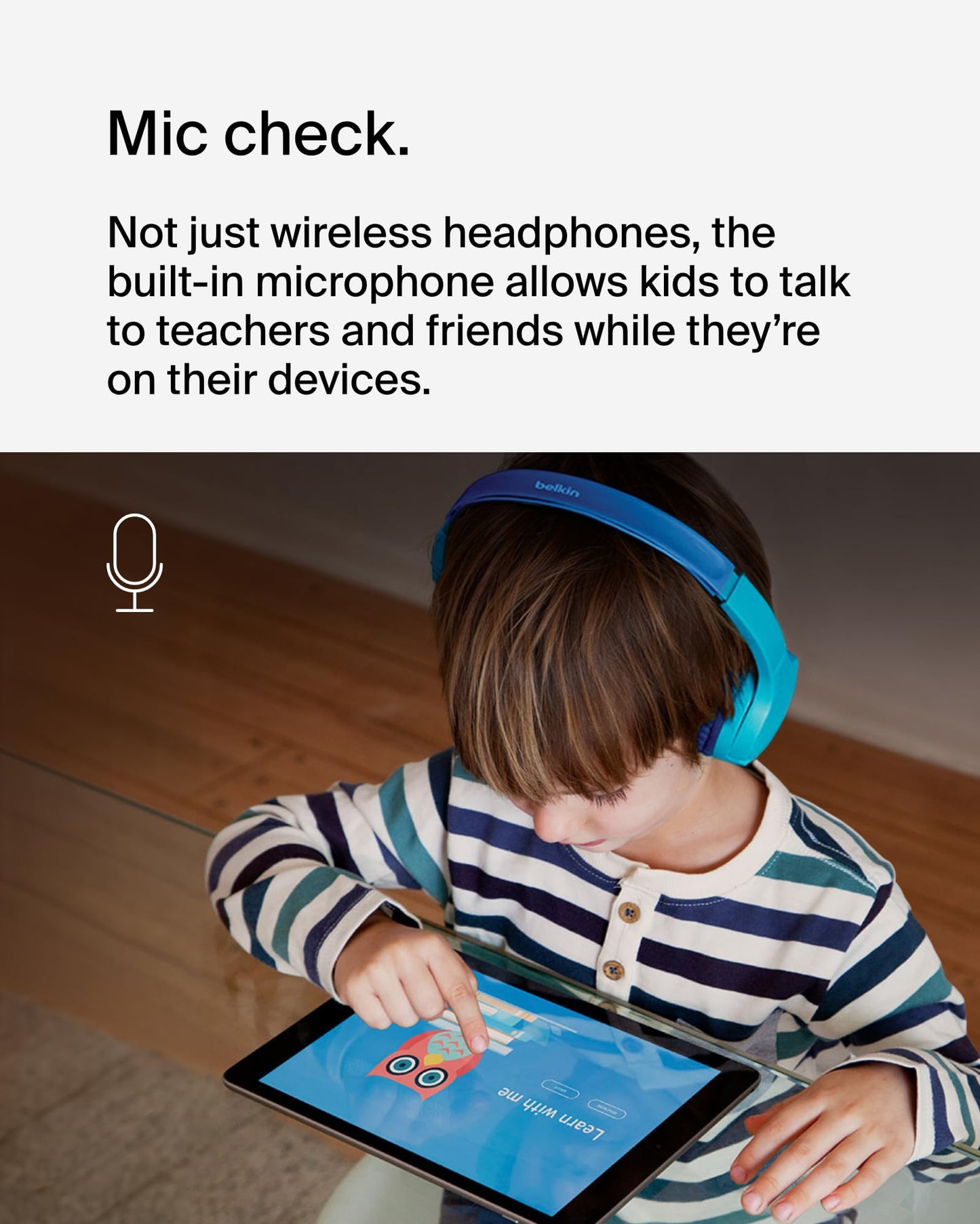 Belkin SoundForm Children's Mini Wireless Headphones with Built-in Microphone and Fun Sticker 30 Hours Playback - Study Holidays on Ear Headphones…