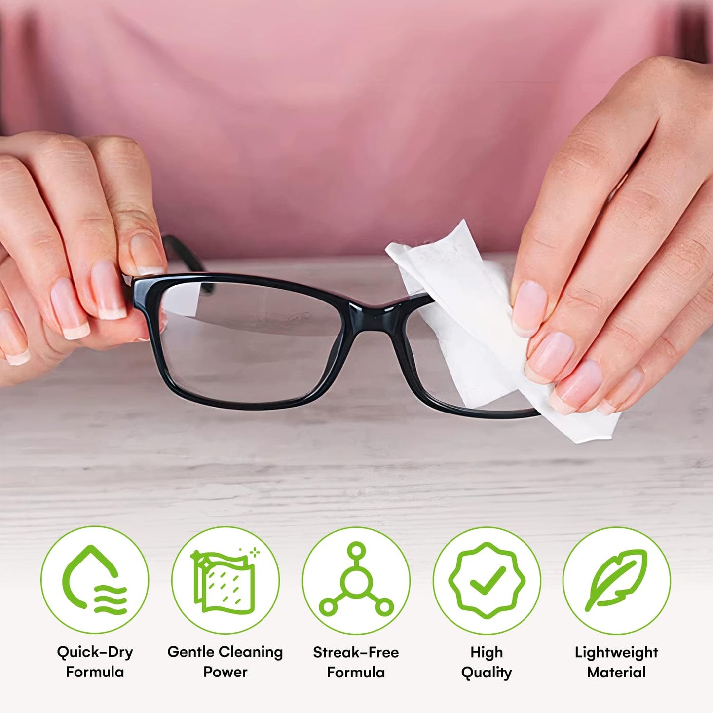Care Touch Lens Wipes for Eyeglasses- 210 Count Individually Wrapped Pre- Moistened Wipes, 5 x 6 Inch- Camera Lens, Sunglasses and Glasses Cleaner