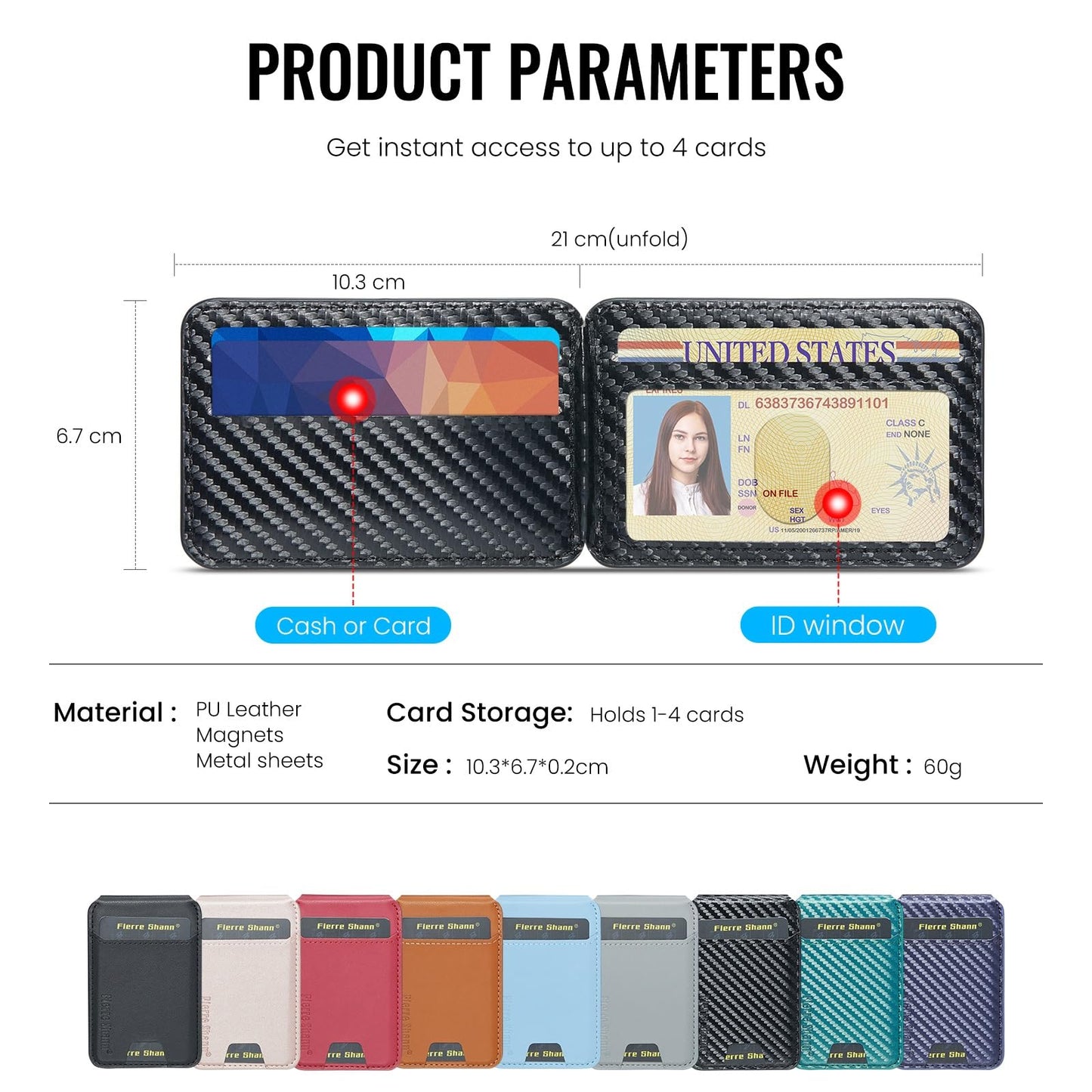 Cseoteo Detachable Magnetic Wallet for iPhone Magsafe Wallet, Slim PU Leather Phone Wallet Card Holder RFID Blocking Adjustable Stand Compatible