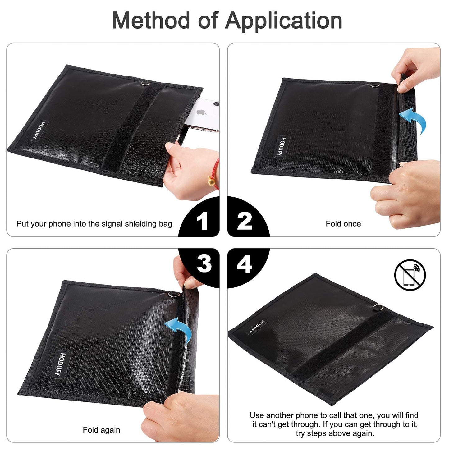 Hodufy Faraday Bags 9.8 x 11 Inches, Fireproof & Waterproof Faraday Cage, Faraday Key Fob Protector, Cell Phone Signal Jammer, Car RFID Signal