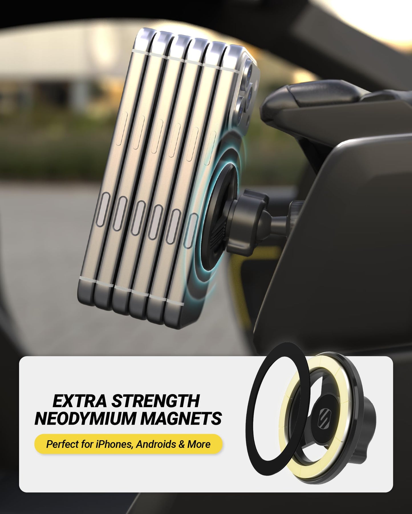 Scosche MagSafe Car Mount Vent, Magnetic Phone Holder for Car with Strong Magnets and Secure Twist-Lock Vent Clip, 360° Rotatable Car Phone Holder