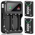 DXKK for Xbox Controller Battery Pack, 2x6200mWh Rechargeable Battery Pack for Xbox Series X|S/One/Elite Controllers - 30Hrs Playtime, Fast Charging
