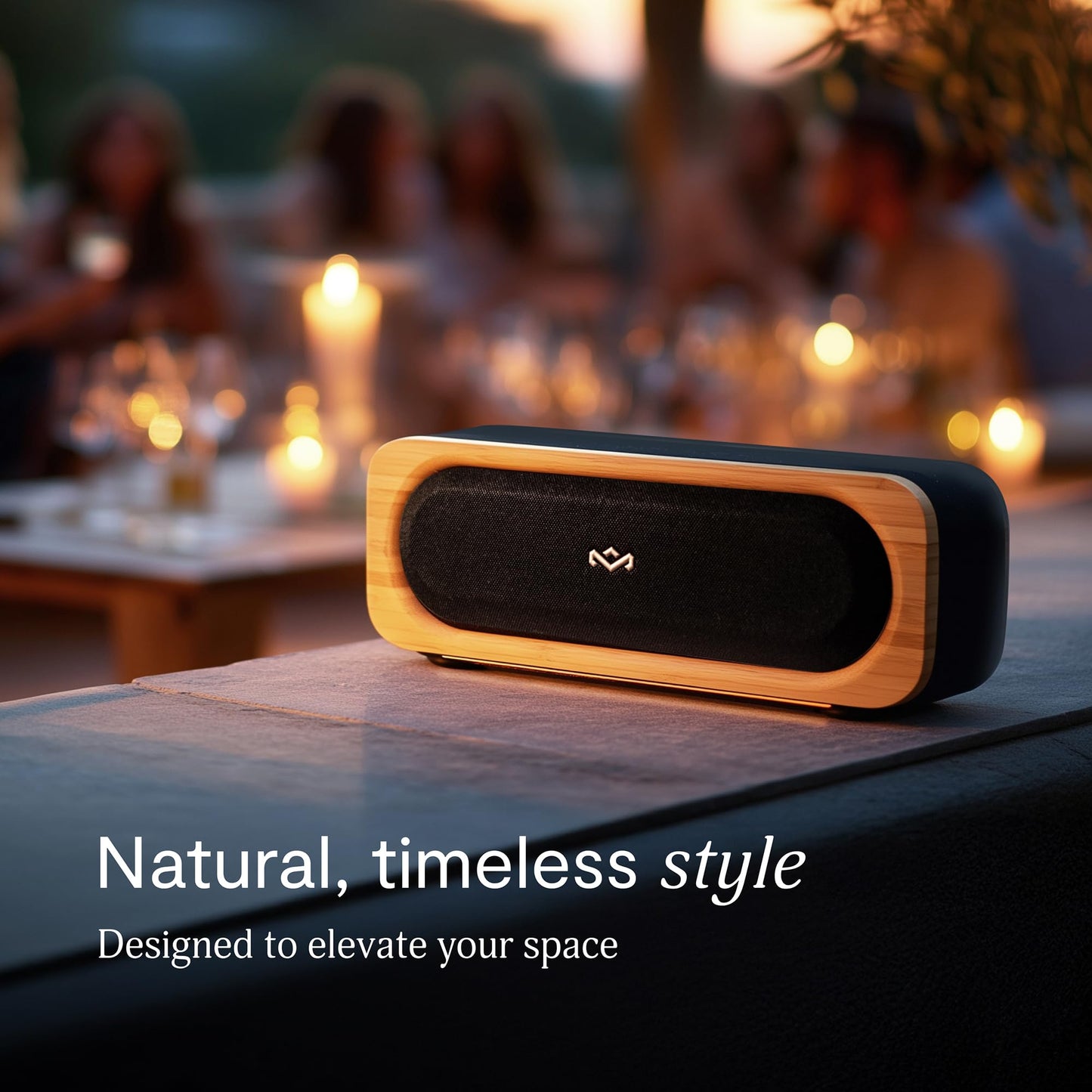 House of Marley Get Together Go Portable Bluetooth® 6.0 Speaker, 20Hr Playtime, IP67 Waterproof & Dustproof, Sustainable Bamboo Design, Custom EQ